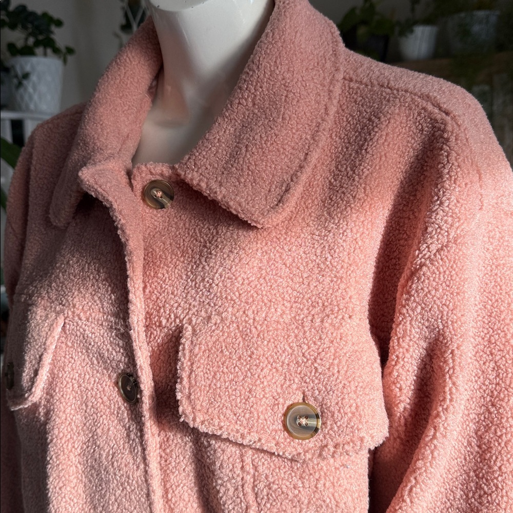 Paraphrase size medium Women's blush Pink Teddy Sherpa Jacket NWOT - Picture 4 of 12